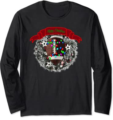 football ugly christmas sweater merry christmas football Langarmshirt