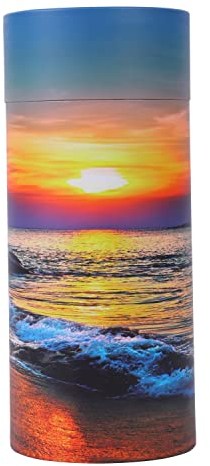 Ocean Sunset Streuurne – biologisch abbaubare Streuröhre für Asche – Urne für Asche für Erwachsene (groß)