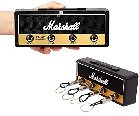 Deluisho Schlüsselbrett Schlüsselhalter Audio Schlüsselanhänger Gitarren-Schlüsselanhänger Wandhalterung Kreative Retro-Schlüsselaufbewahrung mit 4 Gitarrensteckern