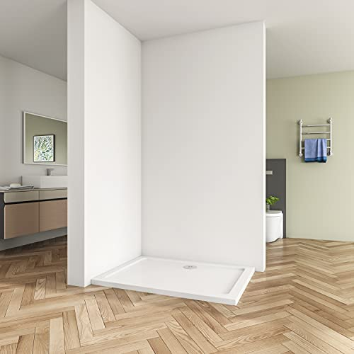 Biubiubath Stone Tray Shower Enclosure Walk in Bathroom Rectangle + Free Waste 800x760mm