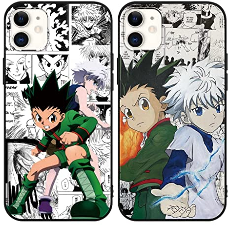Eouine 2 Stück Handyhülle für iPhone 12 Pro/iPhone 12 Hülle 6.1 Zoll mit Anime Jungs Hunter × Hunter Hülle Killua Zoldyck Hisoka Schutzhülle mit Cartoon Motiv Case Matt TPU Silikon für iPhone12