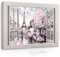 WallArena Leinwand Bilder Fensterbilck Fenster Paris Eiffelturm Aquarell - 120x80 cm Leinwandbilder Bild auf leinwand Wandbild XXL groß Wandbilder für Wohnzimmer Schlafzimmer Wohnzimmerbilder Modern