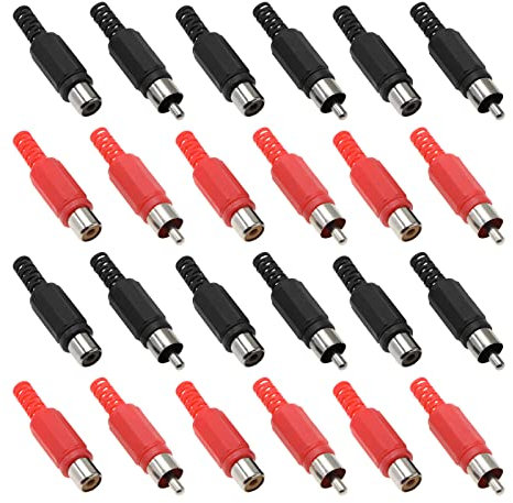 EMSea Lot de 40pcs Adaptateurs de Prise RCA à Souder Connecteur Audio Vidéo Remplacement Prise RCA Mâle et Femelle Adaptateur Accessoires