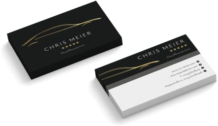 Visitenkarten personalisiert | Design Chauffeurservice | 2-seitig | Querformat | Menge + Papier zur Auswahl | selbst gestalten | hochwertiger Druck | 350 g Qualitätsdruck (1000 Stück)