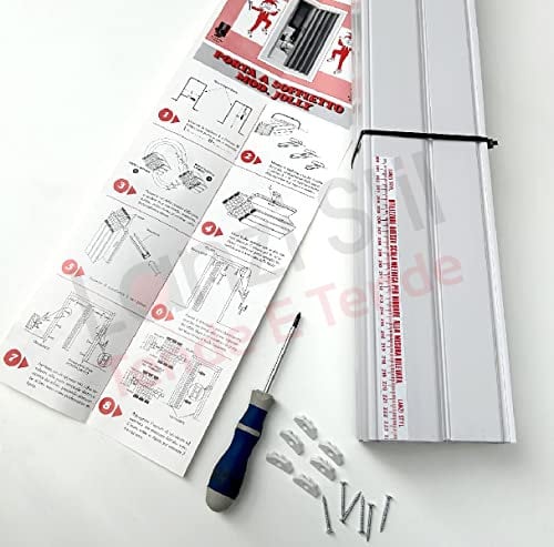 Porta JOLLY PREMONTATA mis. da cm 70 a 120cmx220H in PVC, in kit FAI DA TE facile da montare con solo 10 viti, chiare istruzioni e video - Made in Italy (107-120cm, Grigio Perla)