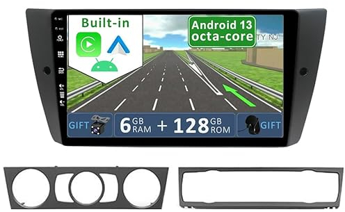 YUNTX Android 15 [6GB+128GB] 2 Din Autoradio para BMW E90/E91/E92/E93(2005-2012)-[Integrado CarPlay/Android Auto/DSP/GPS]-IPS 9”Touch Screen-Cámara+MIC-DAB/Bluetooth 5.0/360 Cámara/Control del Volante