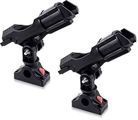 byhsports 2 Pack Fishing Boat Rods Holder with Mount Bracket, Fishing Pole Rod Racks Kit 360 Degree Adjustable, for Boat, Kayaks