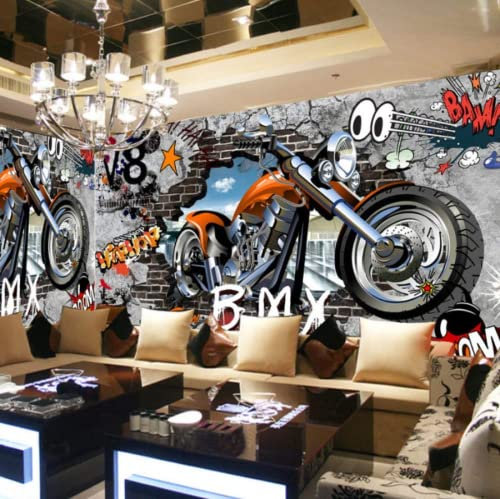 Papier Peint Panoramique Graffiti De Moto Vintage 3D Poster Mural pour Salon Chambre Décoration Murale