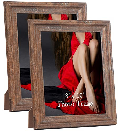 PETAFLOP Rustikaler Bilderrahmen 20x25 CM 2er Set, Wand- und Tischbilderrahmen, Braun