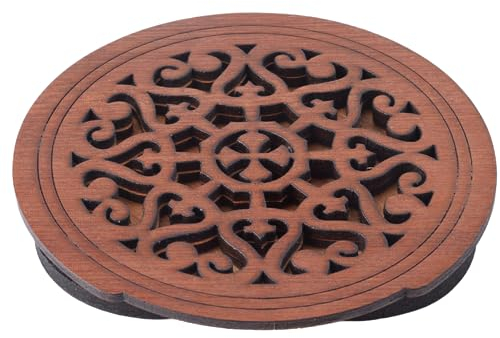 GORGECRAFT Couvercle de Trou de Guitare en Bois de 4.1,(5) cm Eliminateur de Larsen de Guitare Micro en Bois Trou de Son Motif de Fleurs Bloc de Guitare Protecteur Tampon de Larsen avec Éponge