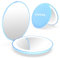 wobsion LED Spiegel mit 1X / 10X Vergrößerung,Kleiner Reisespiegel mit Licht für Beleuchtung,Batteriebetrieben Taschenspiegel für Reise und Makeup,Tragbarer Handspiegel als Geschenk,Blau