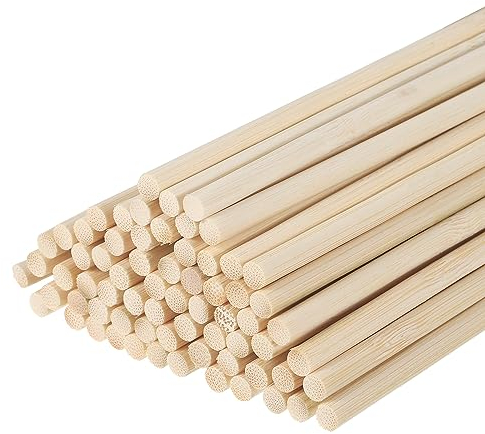 uxcell Lot de 50 tiges en bois de 50 cm, 20 tiges rondes en bois, 5 mm, bâton en bambou pour loisirs créatifs, accessoires de photomaton, modèle de construction à faire soi-même