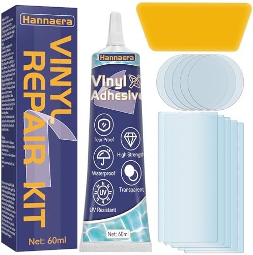Pool Reparaturset, Transparent Luftmatratze Reparaturset, Pool Flickzeug für PVC&PU Aufblasbare, Whirlpools, Oberirdische Schwimmbäder und Luftmatratzen, Langlebig (60 ML)