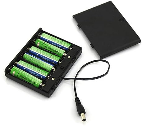 jojofuny Aa Battery Holder Box Cover for 6 Rechargeable Aa Batteries and 9v Dc Plug, Protective Storage Case Connector Wires for Rc Devices and Mobile Power Supply