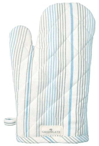 GreenGate Ofenhandschuh DIVIA Pale Blue Blau Streifen Baumwolle Grillhandschuh