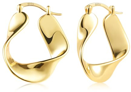 Hoop Earrings Women Gold Silver Twist Chunky U-Shape Geometric Huggie Hoop