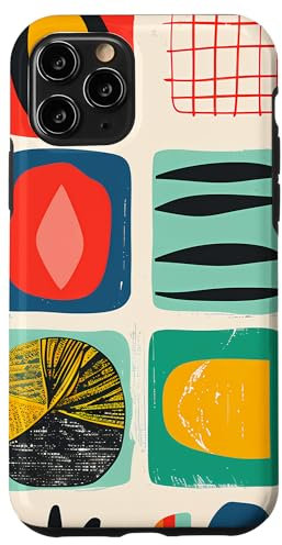 Hülle für iPhone 11 Pro Mid Century Modern Abstrakt Bunte Formen Funky Cool