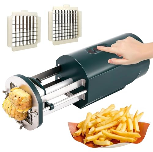 AUTUMFLATGAO Coupe-Frites électrique, Trancheuse Automatique De Pommes De Terre, Coupe-Frites Commercial Domestique, avec Lames De 1/2 Et 3/8, pour Concombres, Carottes