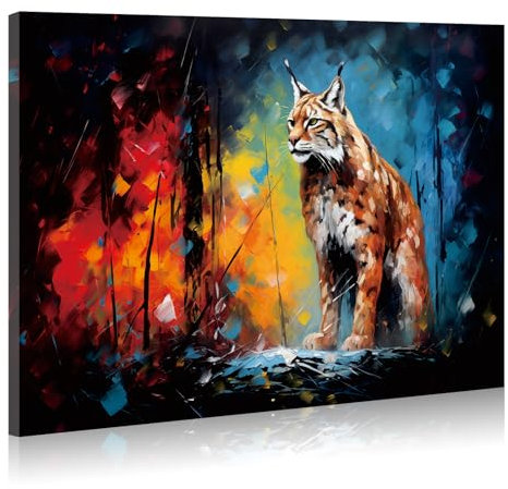 JBER Luchs Leinwand Gemälde Wandkunst, geeignet für Badezimmer Dekoration, Poster Home Decor, lustige Tier Dekoration, gerahmt, 60 X 40cm
