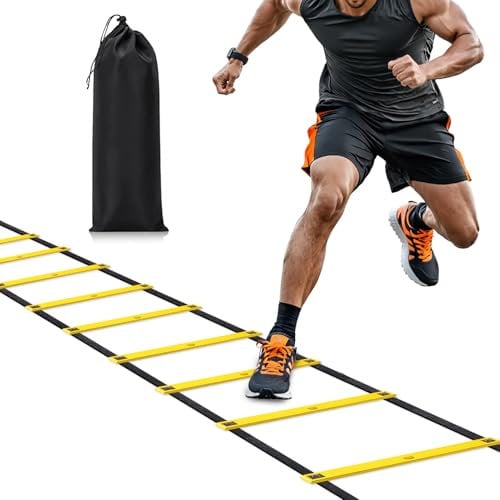 Dimples Excel Agility Ladder 12 Rung 20 FT Speed Training Ladder (Yellow)
