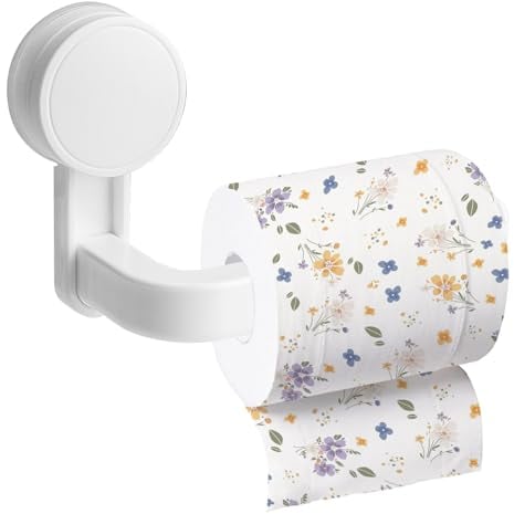 Toilet Roll Holder Wall Mounted, Toilet Paper Holder Self Adhesive Waterproof Rotateproof Toilet Tissue Holder for Bathroom & Kitchen, Tissue Holder Without Drilling Easy Installation (White)