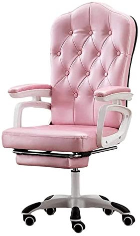 CRBUDY Office Chair High Back Gaming Chair Ergonomic Office Chair PU Leather Office Desk Computer Chair Work Chair Reclining Recliner (Pink Size)