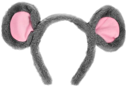 Frcolor Grey Rat Hairband Plush Mouse Ears Headband for Halloween Mouse Hair Hoop Animal Hairband Halloween Costume for Cosplay Festival Party