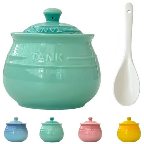 Dowbom Sucrier avec couvercle et cuillère, pot à sucre coloré, pot à sucre, pot à sucre, pot à sucre (vert, 250 ml)
