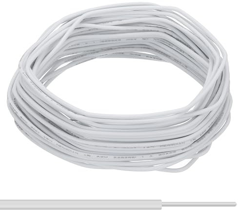 PATIKIL 24AWG Solid Electric Wire, 1 Pcs 49Ft Hook Up Tinned Copper Wire 1007 PVC Solid Single Core Wire for Home Improvement Circuit Computer Line, White
