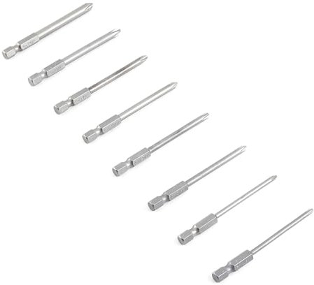 8pcs 75mm 1/4 Shank Magnetic Long Hex Cross H Shank Magnetic Long Hex Cross Head Screwdriver Bits 0.25-0.6cm 8 Different Sizes