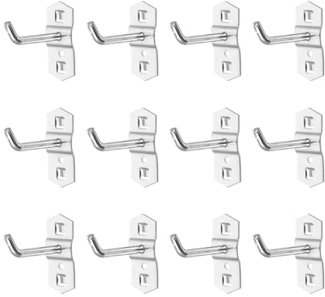 Garneck 12 Pcs Metal Pegboard Hooks Heavy Duty Square Hole Pegboard Hooks for Tool Organization Display and Storage Ideal for Garage Kitchen and Craft Room Silver