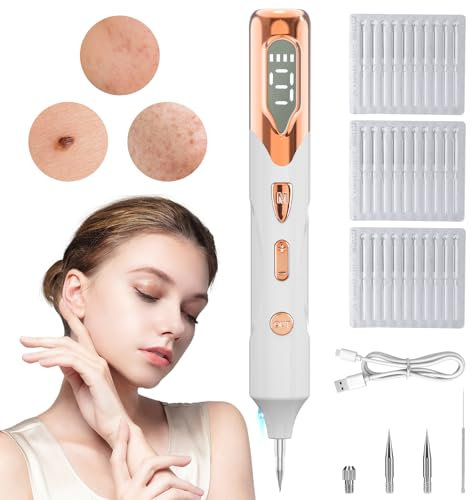 Aceshop Bolígrafo de eliminación de manchas cutáneas, kit profesional de bolígrafo removedor de lunares con 9 niveles de fuerza y agujas reemplazables, portátil, recargable por USB, kit de bolígrafo
