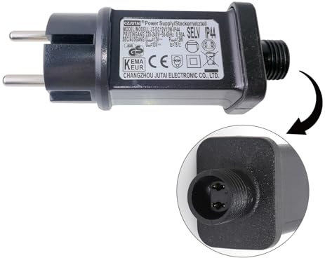12V 12W Transformateur LED CZJUTAI IP44 Alimentation pour éclairage de Noël avec prise - Prise européenne (Socle à vis - Constant allumé - DC12V12W)