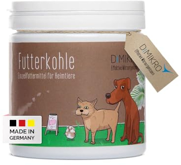 DIMIKRO Futterkohle für Hunde & Katzen - Aktivkohle - 250 g | Ideal geeignet bei Futterumstellungen oder empfindlicher Verdauung - einfach mit Futter oder Trinkwasser mischen