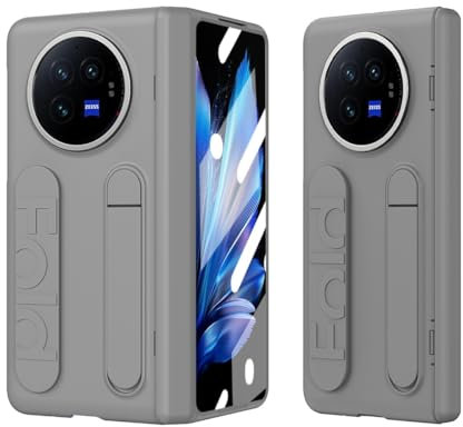 Coque à rabat pour smartphone compatible avec Vivo X Fold 3 avec support, protection d'écran intégrée, coque de protection intégrale antichoc compatible avec Vivo X Fold 3 (gris)
