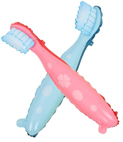 VICASKY 2 Stück Große Zahnbürsten Ballons für Kinder Aufblasbare Party Dekorationen in Rosa und Blau Interaktives Lernspielzeug für Kleinkinder und Kinder