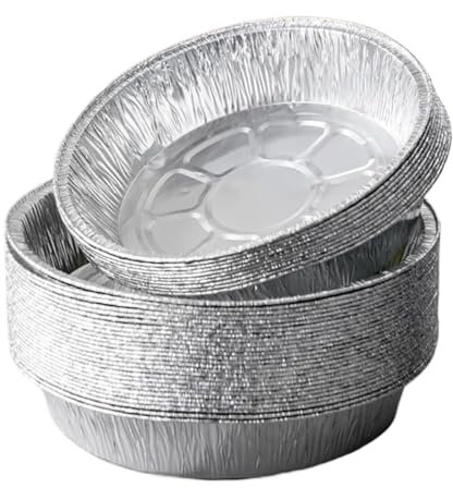 ITTRUH Bandejas de papel de aluminio, 50 unidades, redondas, for flan, plateadas, for freidora de aire (15 cm)