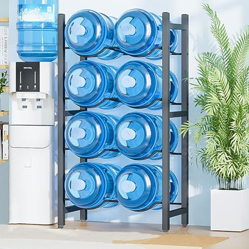 TRAGLO 5 Gallon Water Jug Rack with Adjustable Foot Pads, Heavy Duty Water Bottle Jugs Holder Water Dispenser Stand for Kitchen, Living Room, Office(Black,66x35x111cm)