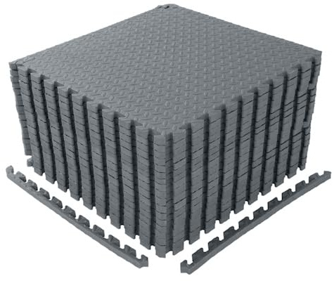 LEADZM 18-72 Stück Grau Bodenschutzmatte Set 30x30cm, Puzzlematte Eva Sportmatte, Schutzmatten, Gymnastikmatte, Fitnessmatte, für Fitnessstudio, Laufband