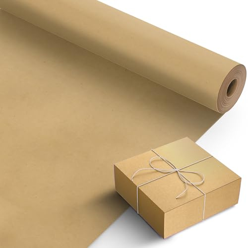 Kraft & Co Recycled Kraft Wrapping Paper Roll – 80gsm Durable Tear-Resistant Gift Wrap, Eco-Friendly, Recyclable & Biodegradable – All-Occasion Wrapping Paper (Brown)