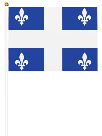 Bandera de Quebec, bandera de mano de doble cara, 5,5 x 8,2 pulgadas