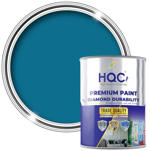 HQC Kitchen and Bathroom Paint - Marina Blue - 1 Litre - Highly Durable Matt Emulsion For all walls, Ceilings, Living Rooms, Bedrooms, Kitchen Paint | Grease & Stain Resistant - Mould Resistant