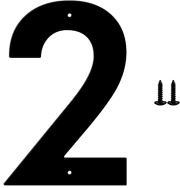 2.5/3/4/5 Iron Black House Numbers with Screws Modern Metal Digital Mailbox Numbers Letters Sign, for Outside Plaque Plate Address Yard Home Apartment Exterior Door Street Garden(2,2.5)