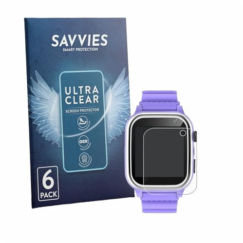 Savvies Schutzfolie für kaacly Kids Smartwatch 1.44 | 6 Stück Transparenter Displayschutz Made in Germany Ultra-Klar Displayschutz-Folie