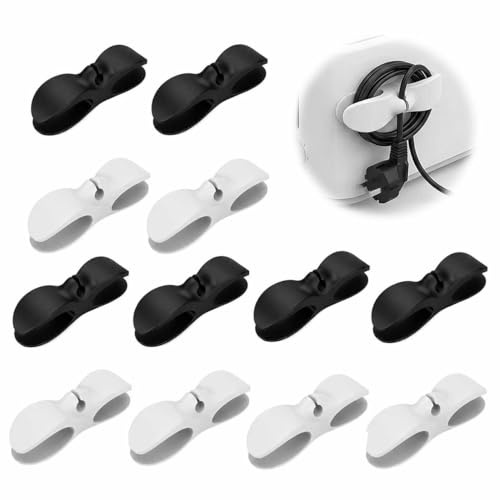 12 Pack Cord Organizer for Kitchen Appliances, Self Adhesive Cable Tidy Black Wire Management Wrapper, Electrical Tape Holder for Coffee Mixer, Blender, Toaster and Pressure Cooker