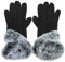 Caspar GLV012 klassisch elegante Damen Winter Baumwoll Handschuhe mit Fell Dekor und Touchscreen Funktion, Farbe:schwarz, Größe:One Size
