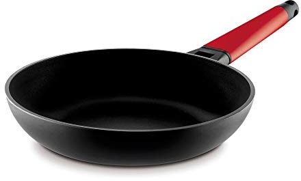 CASTEY - Sartén de Inducción Castey, Modelo 2-24, Color Rojo, Tamaño 24 cm, Aluminio y Mango Desmontable, Revestimiento Antiadherente, sin PFOA, Base Full Induction, Apta para Todas las Cocinas