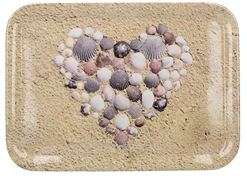 Creative Tops Everyday Home tamaño Grande Bandeja para Servir Aperitivos con cáscara 'corazón' Decorativo impresión, 38,5 x 27,5 cm (15 X 11), melamina, Color Beige, 38,5 x 27,5 x 1,7 cm