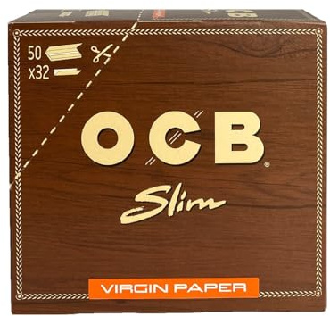 OCB Unbleached Virgin slim King Size Papers ungebleichte Blättchen NEU 1 Box (50 Heftchen/Booklets)