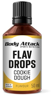 Body Attack Flav Drops®, 50 ml, Cookie Dough, Aromatropfen für Lebensmittel, zuckerfreie Flavour Drops ohne Kalorien, vegan & Qualität Made in Germany